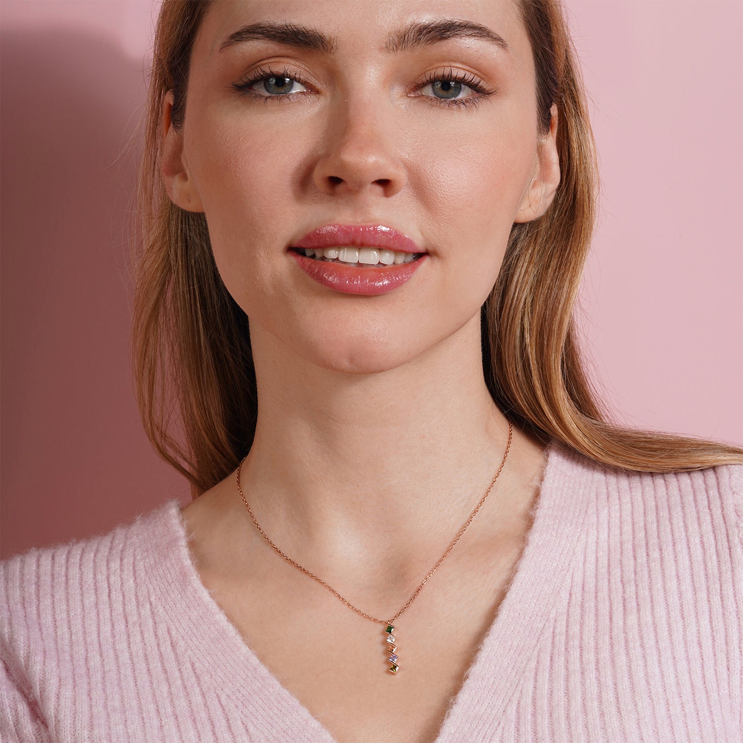 Princess Shaped Birthstone Necklace
