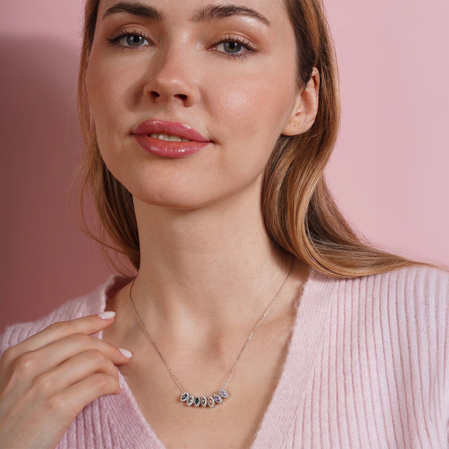 Custom Made Marquise Cut Birthstone Necklace