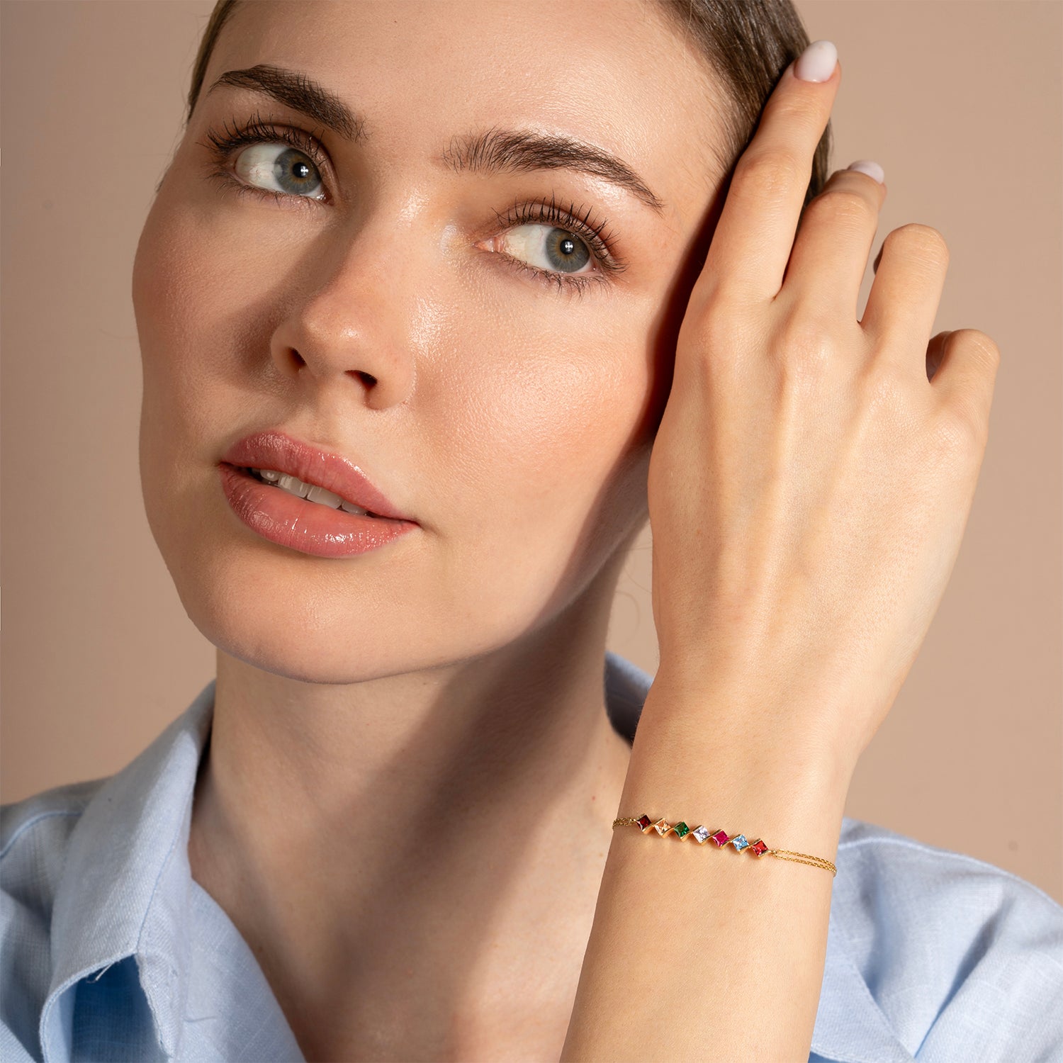 Princess Shaped Birthstone Bracelet