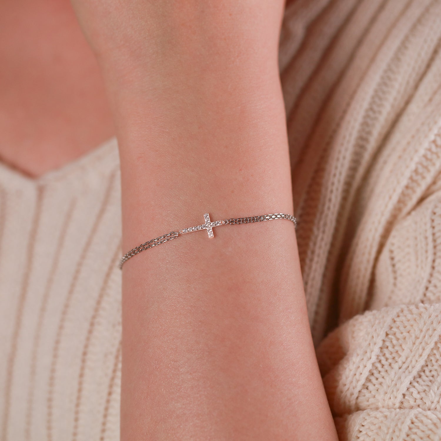 Radiant Zircon Diamond Cross Bracelet