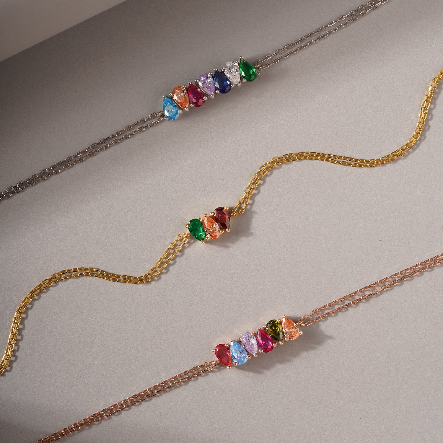 Teardrop Family Birthstone Bracelet