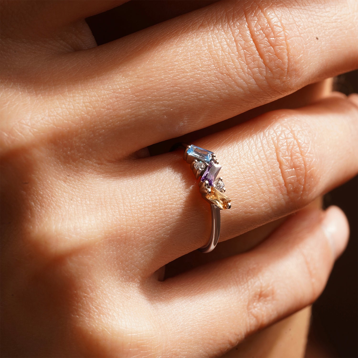 Baguette Cut Birthstone Ring For Mothers