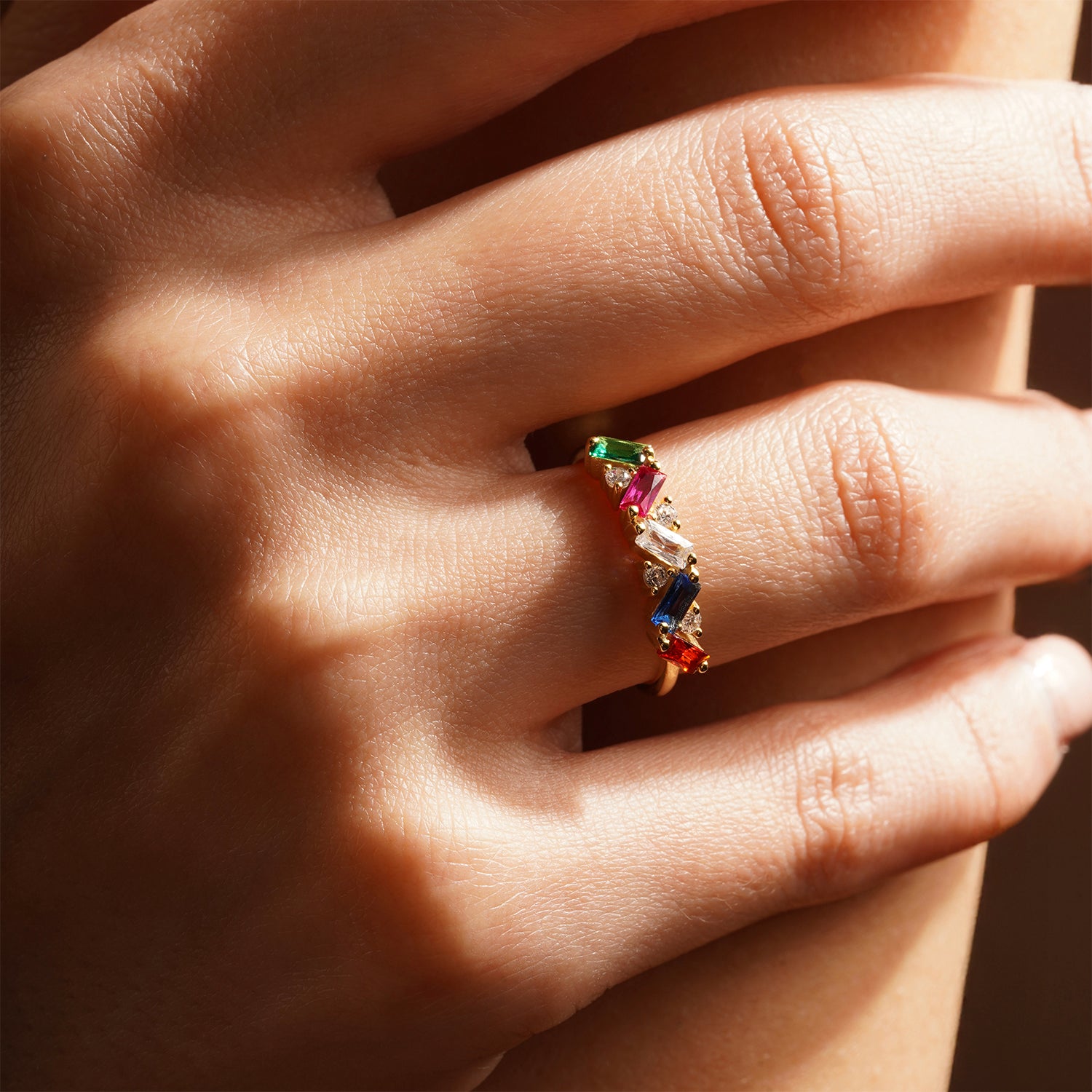 Baguette Cut Birthstone Ring For Mothers