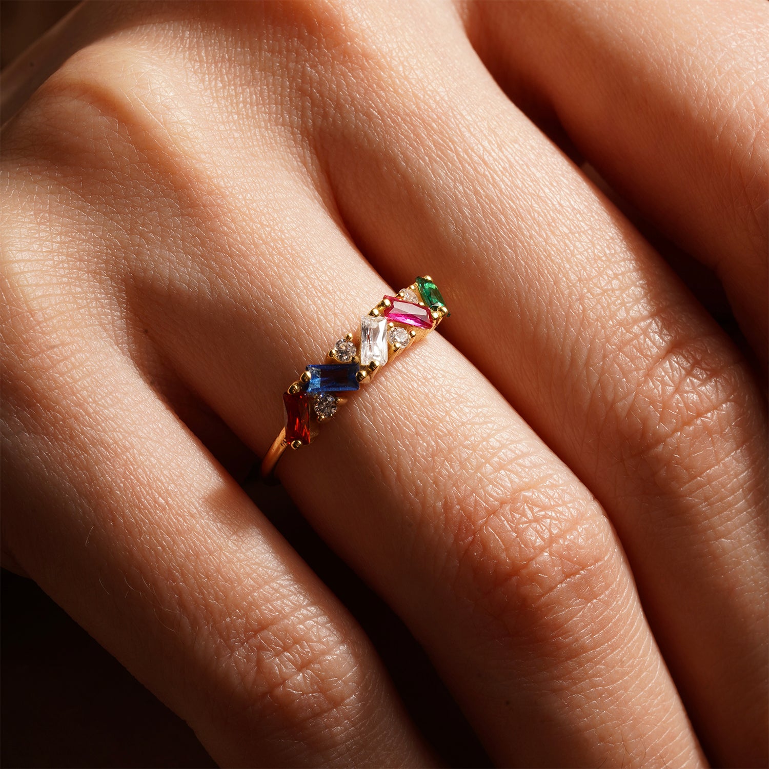 Baguette Cut Birthstone Ring For Mothers