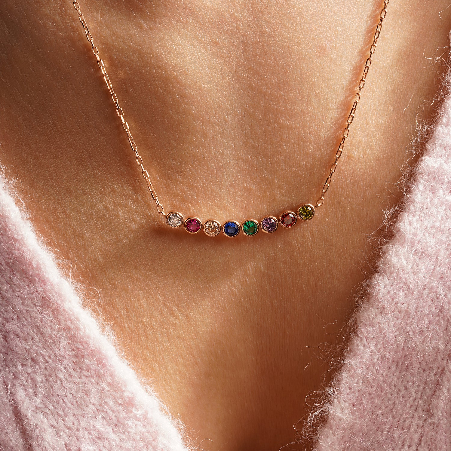 Custom Made Multi-Birthstone Necklace
