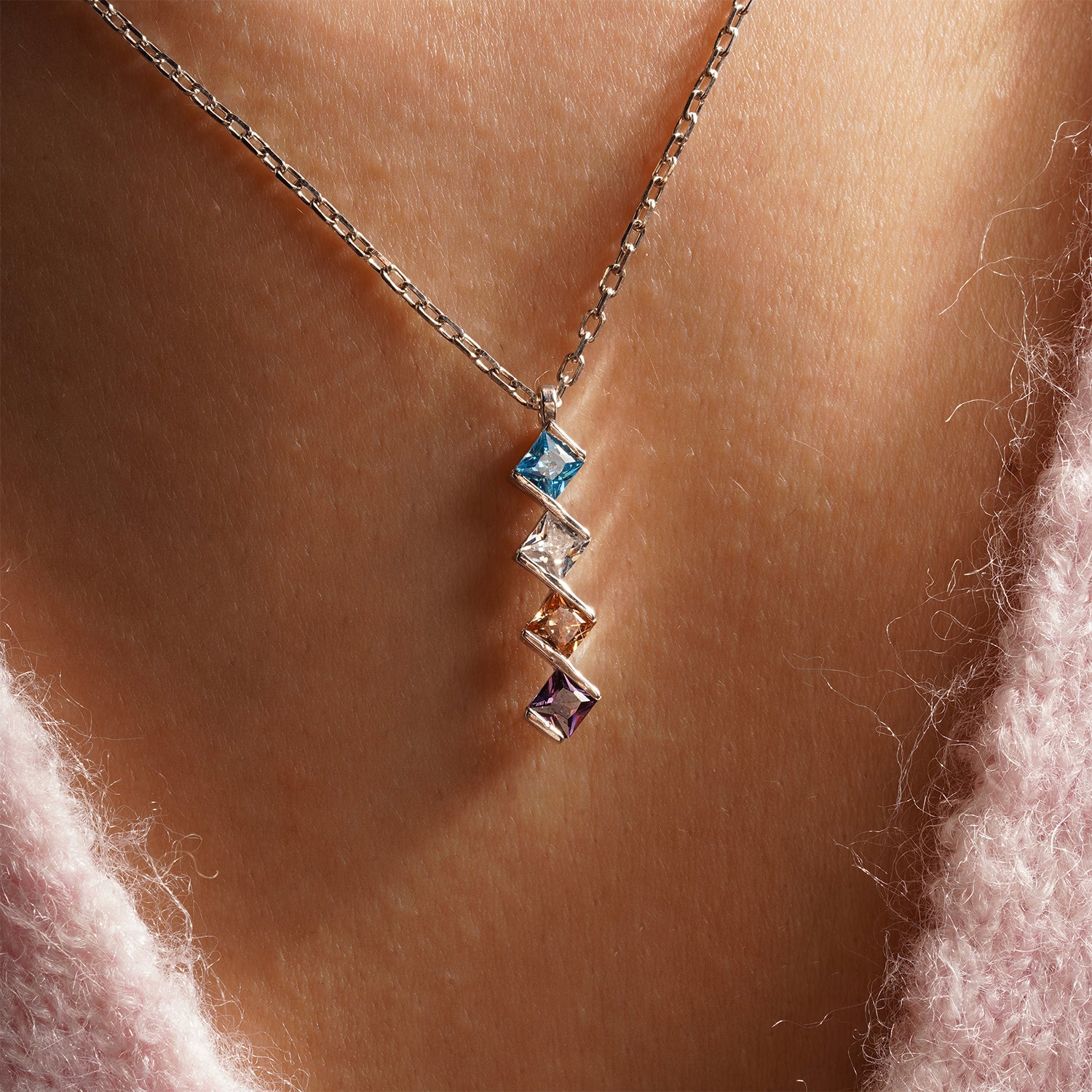 Princess Shaped Birthstone Necklace