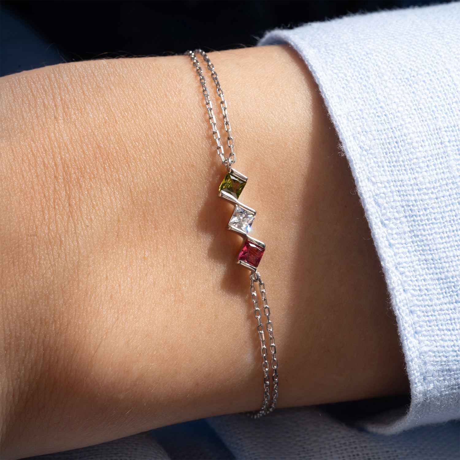 Princess Shaped Birthstone Bracelet