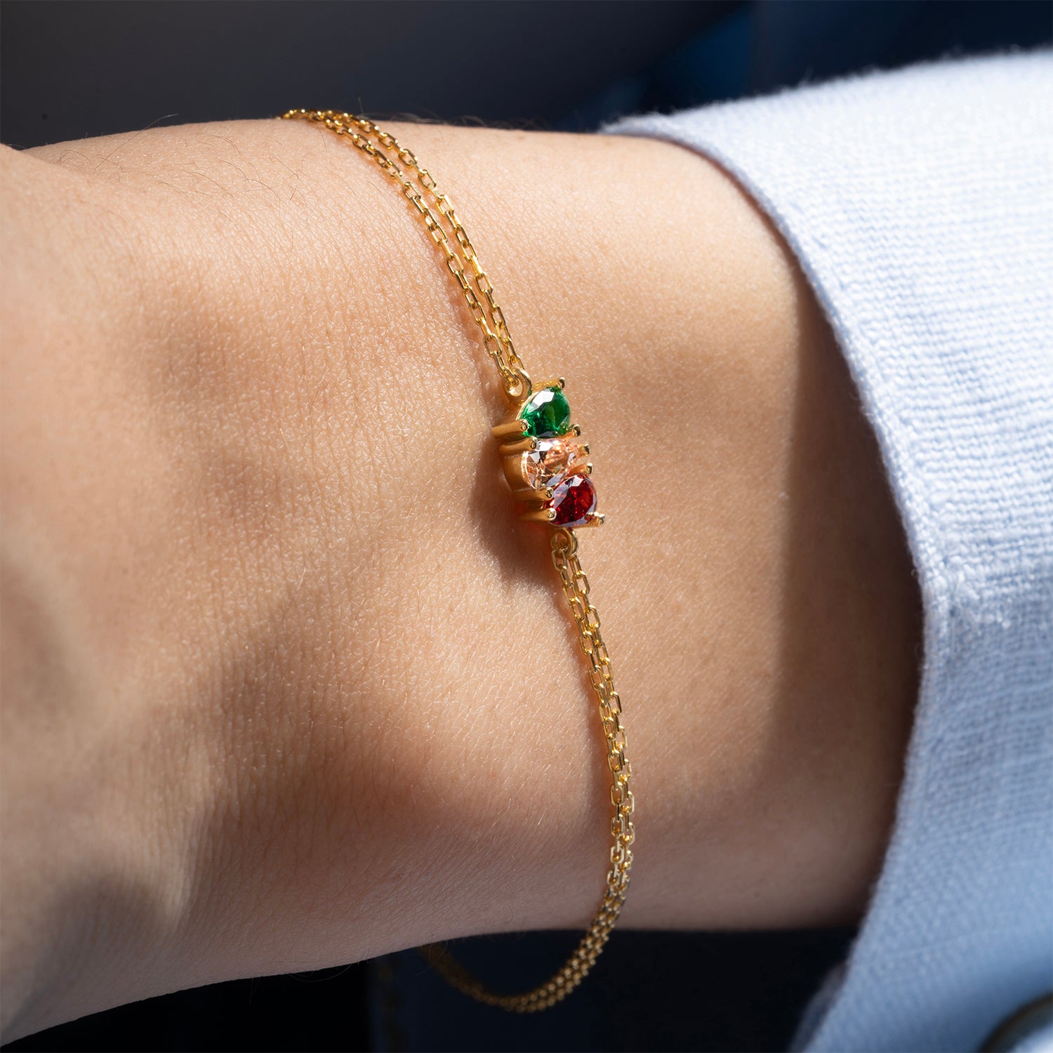 Teardrop Family Birthstone Bracelet