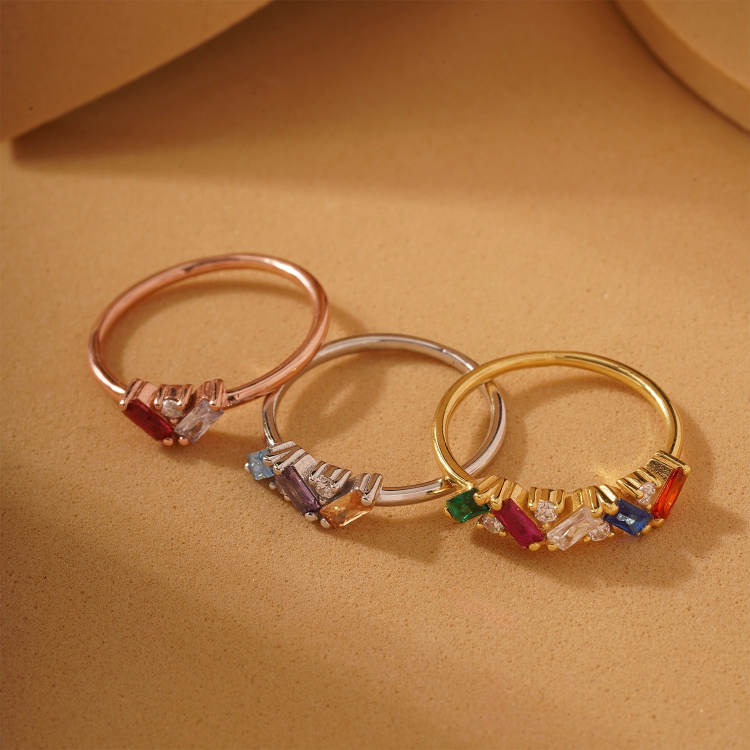 Baguette Cut Birthstone Ring For Mothers