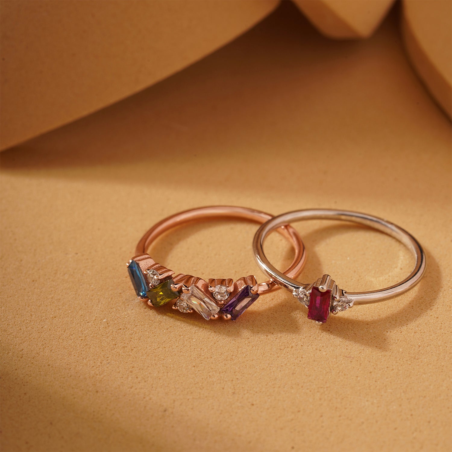 Baguette Cut Birthstone Ring For Mothers