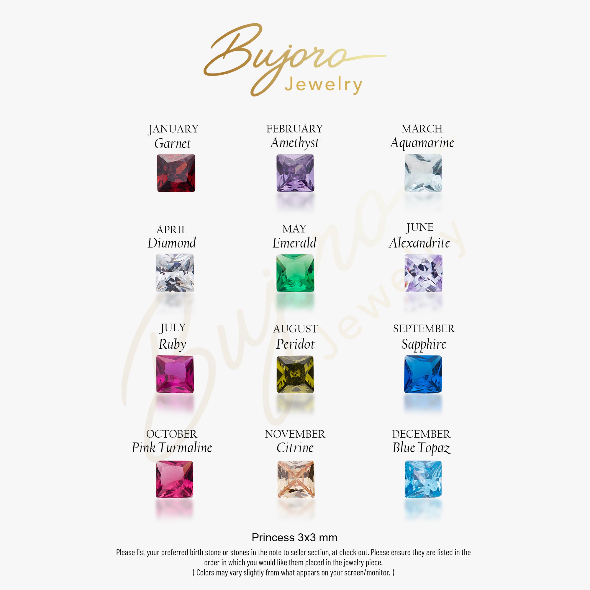 Princess Shaped Birthstone Necklace
