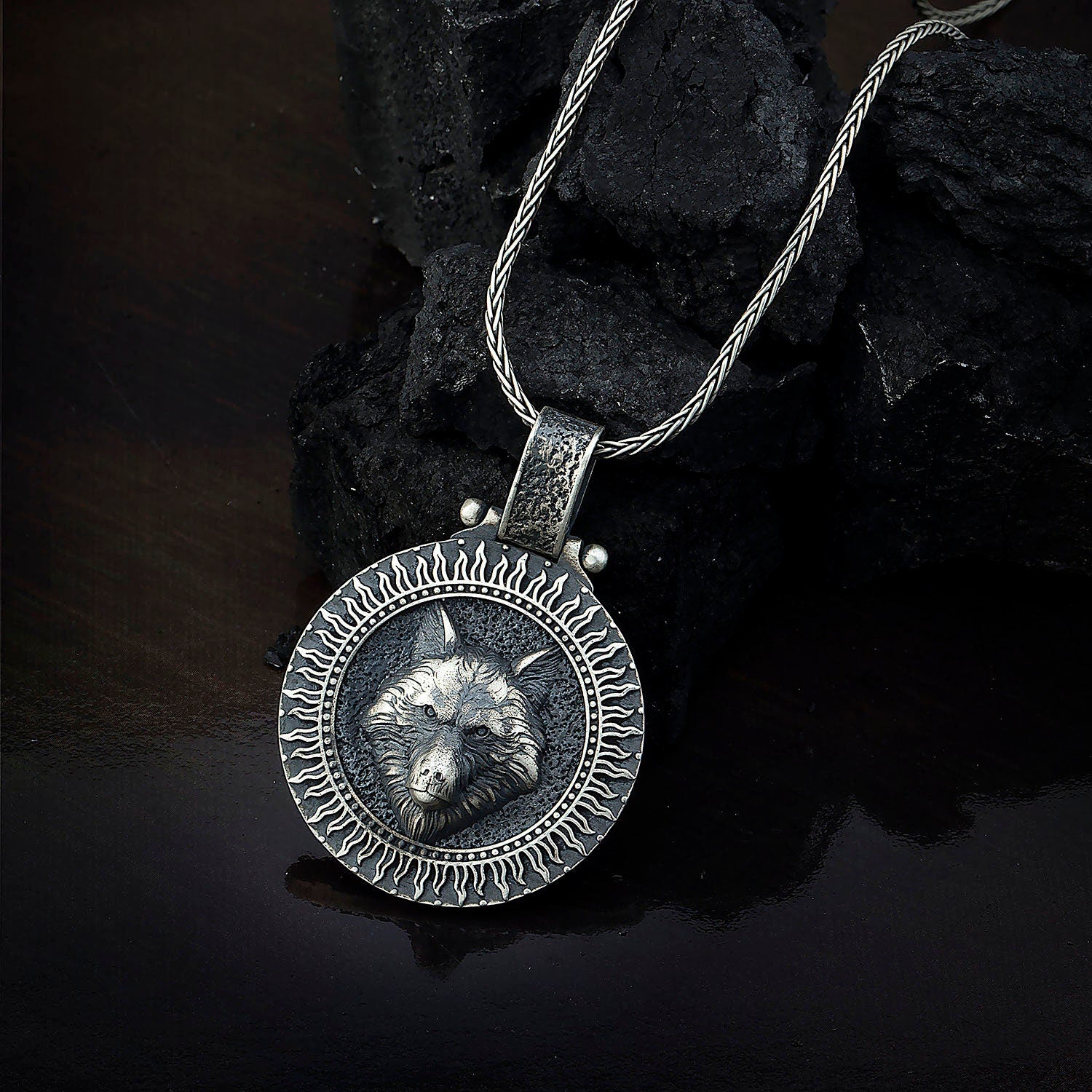 Wild Wolf Necklace, Alpha Necklace, Sterling Silver Animal Necklace, Wolf Man Pendant, Jewelry Gift For Men's, Unique Gift For Father's Day