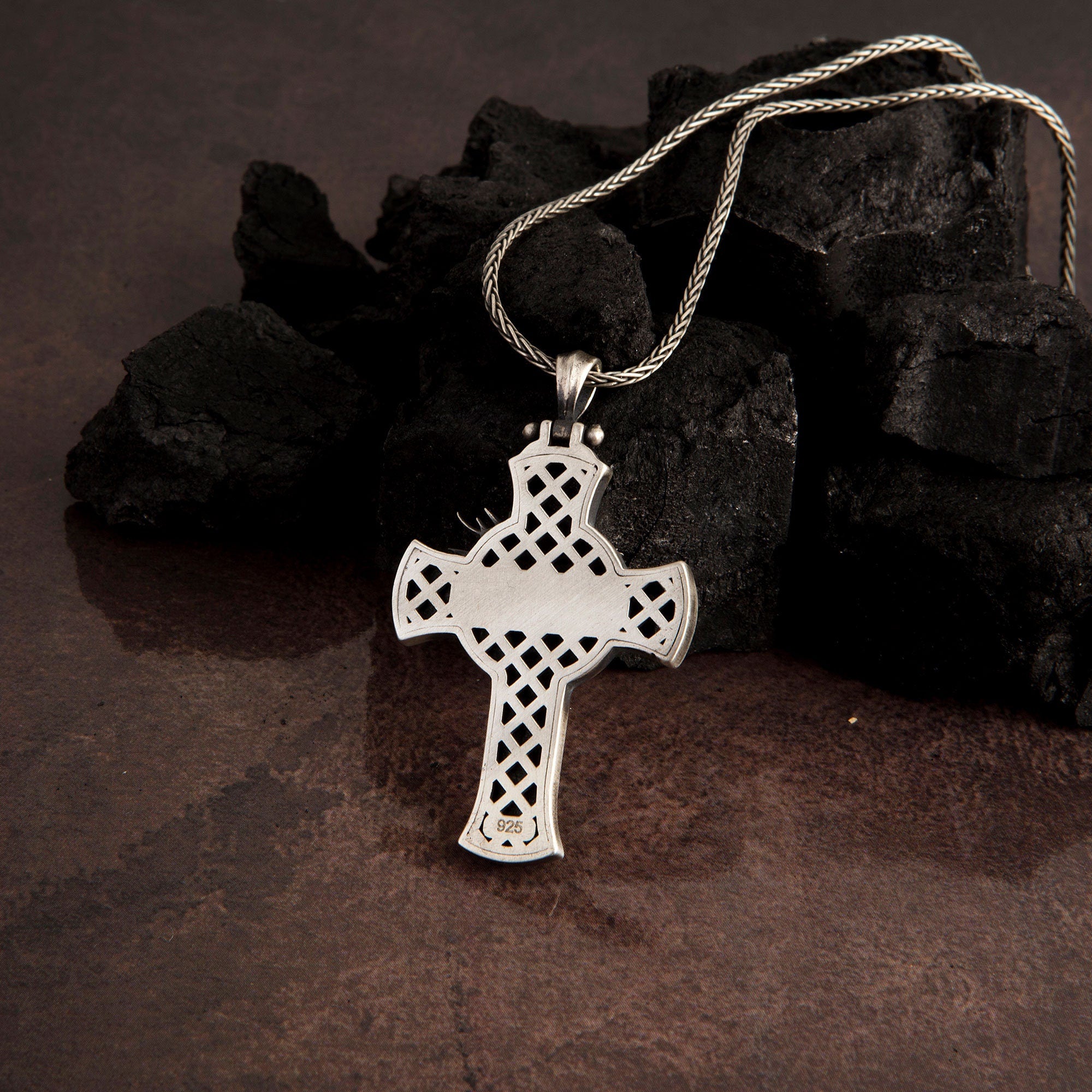 Sterling Silver Cross Necklace For Men, Jesus Crucifix Pendant, Birthday Gift For Boyfriend, Religious Jewelry, Unique Gift For Father's Day