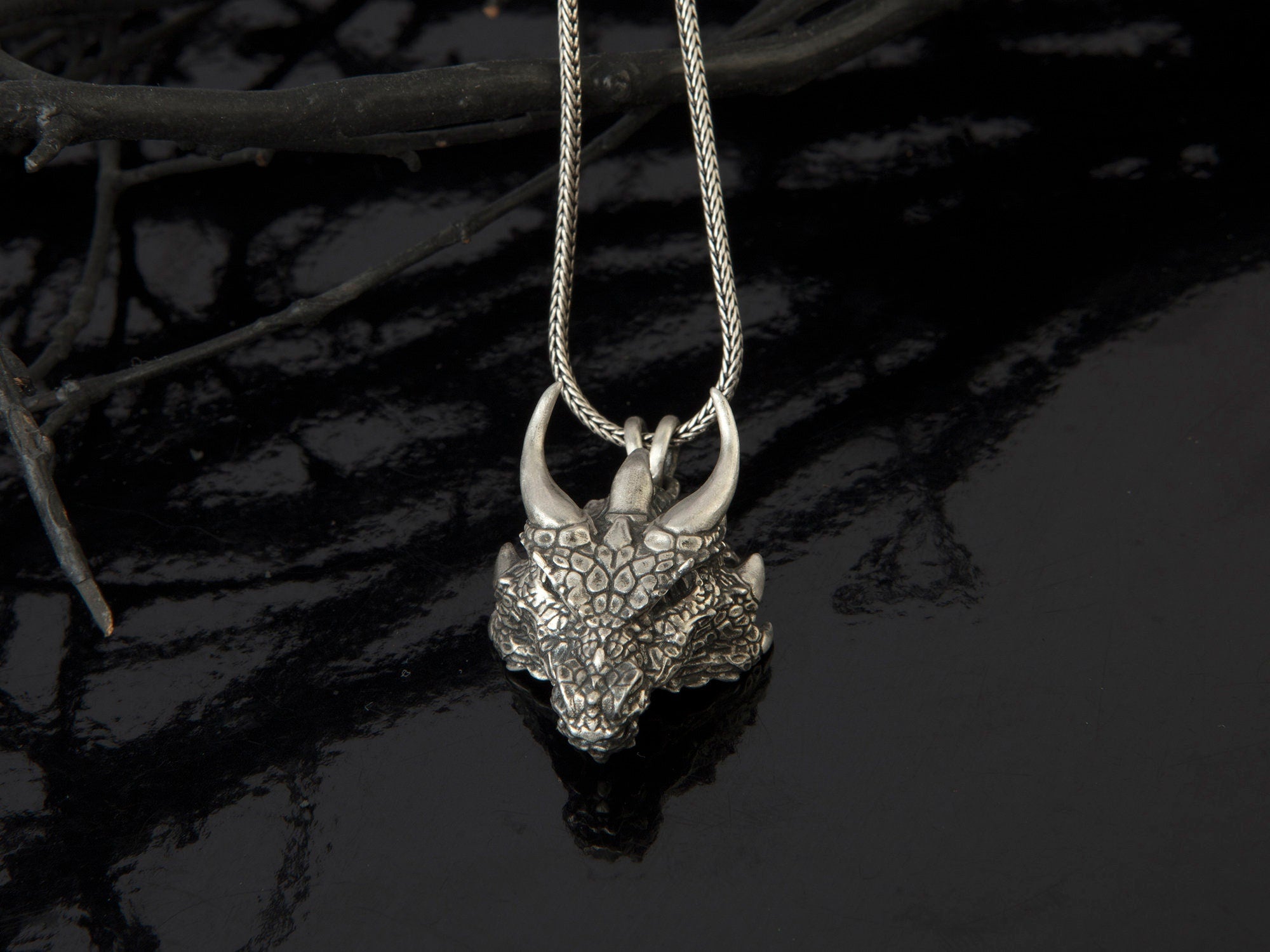 Unique Dragon Necklace, Solid Silver Dragon Pendant, Dragon Head Necklace, Jewelry For Man, Necklace For Mens, Unique Gift For Father's Day