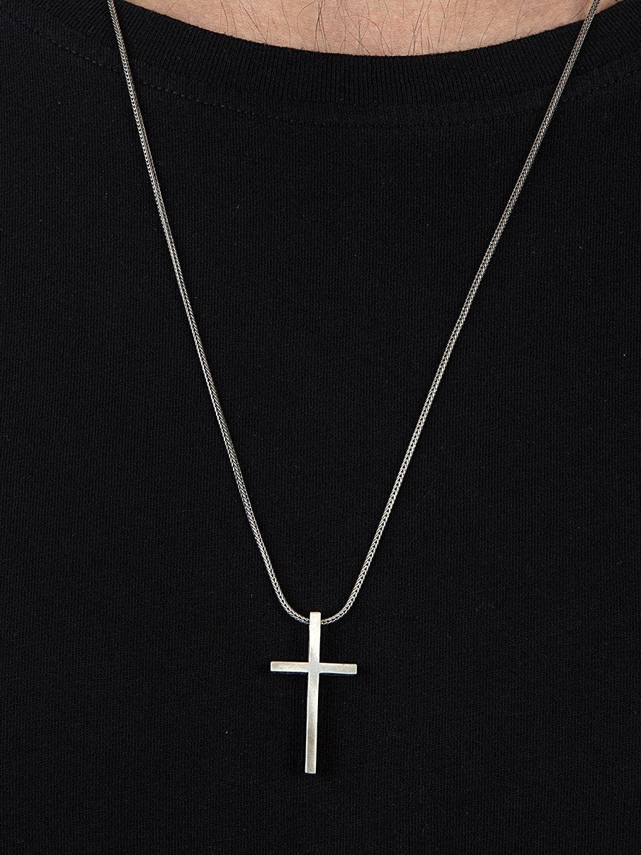 Sterling Silver Cross Necklace For Men, Crucifix Man Pendants, Birthday Gift For Boyfriend, Religious Jewelry, Unique Gifts For Father's Day
