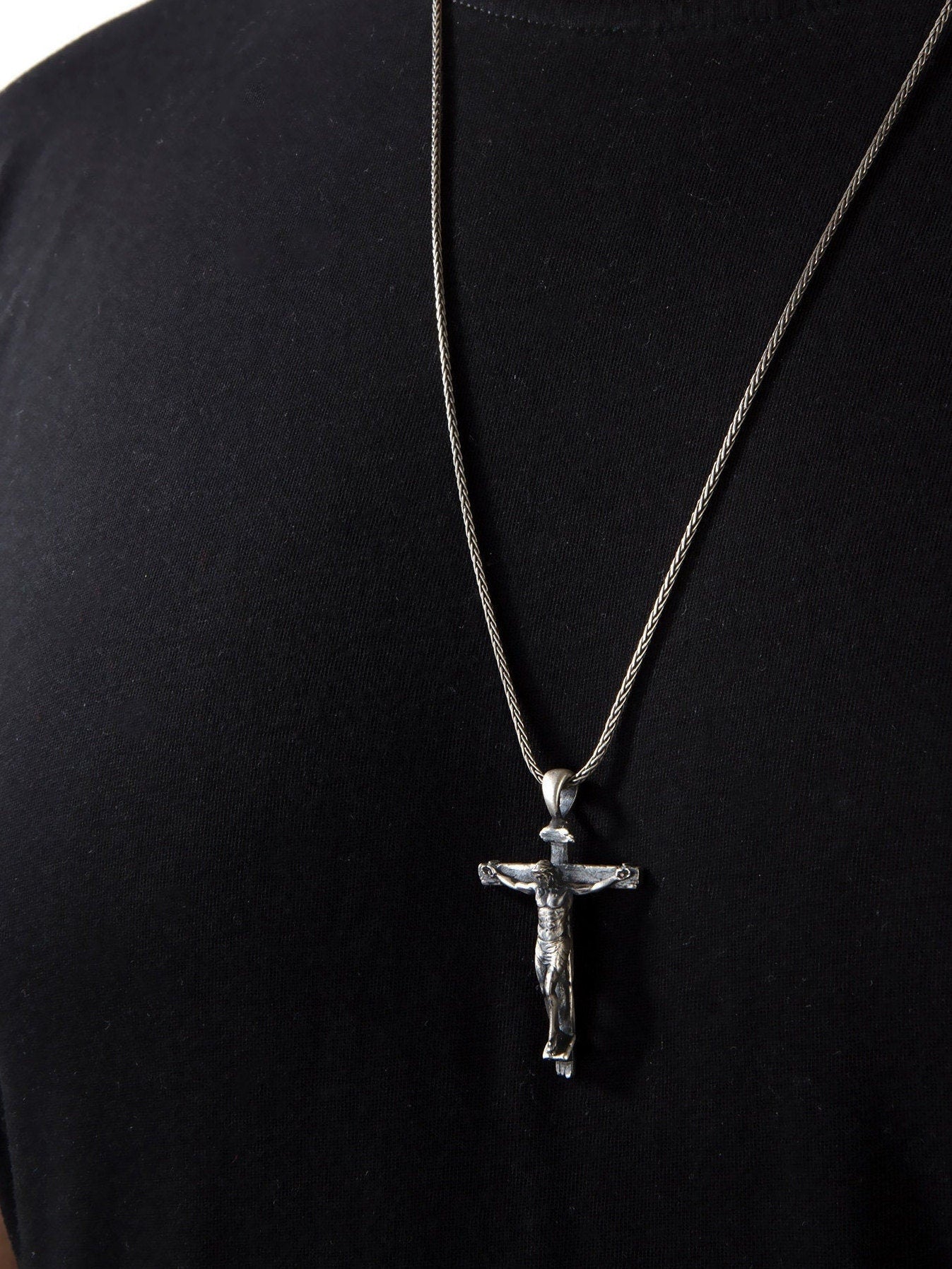 Sterling Silver Cross Necklace For Men, 14K Gold Crucifix Necklace For Women, Religious Jewelry, Gifts For Men, Unique Gift For Father's Day
