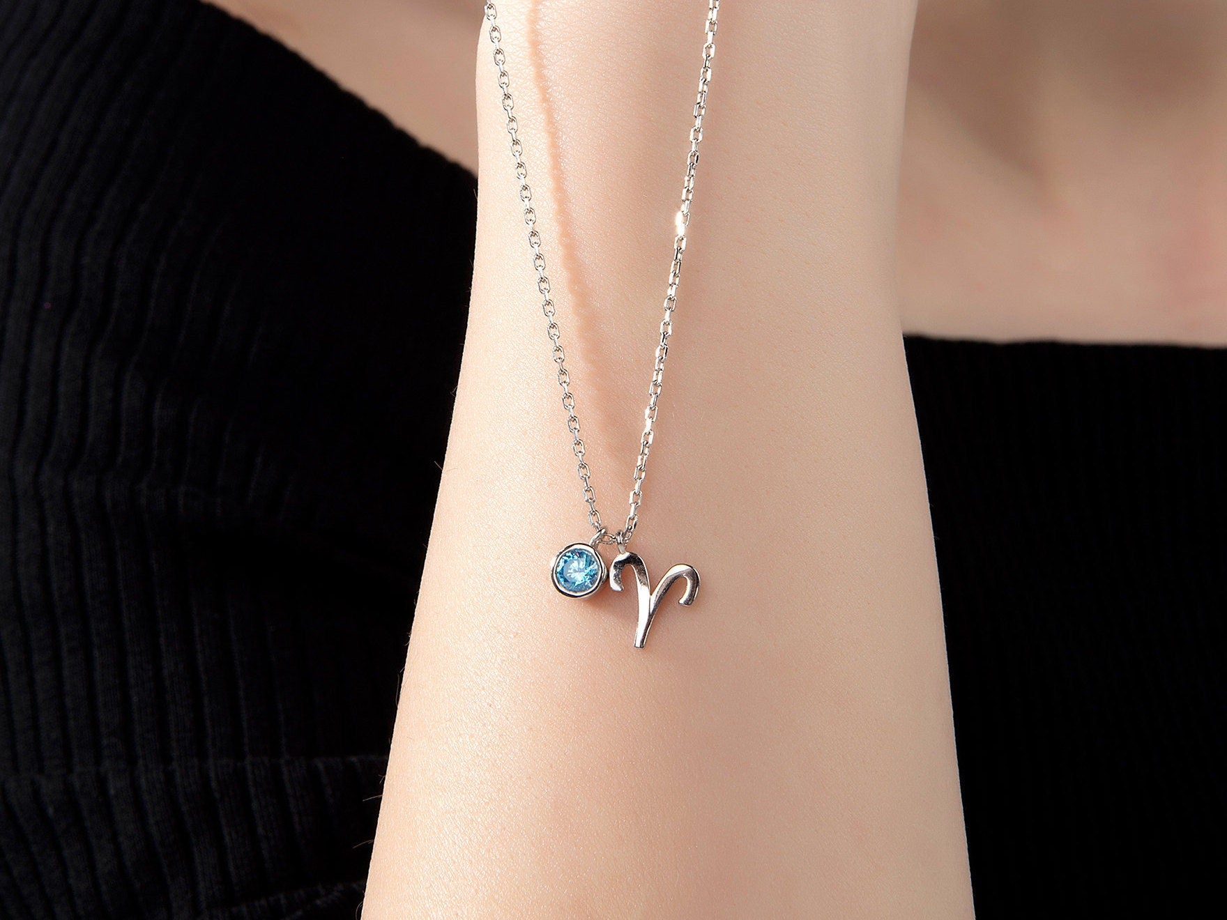 Silver Zodiac Charm Birthstone Necklace, 14K Gold Zodiac Pendant, Custom Made Birthday Gift, Zodiac Birthstone Jewelry, Gift For Mothers Day