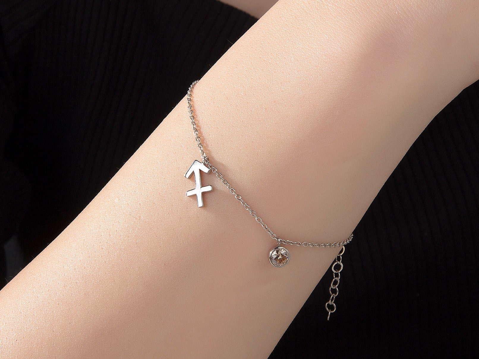 Silver Zodiac Sign Birthstone Bracelet, Gold Zodiac Birthstone Charm Bracelet, Personalized Gifts, Custom Made Jewelry, Gift For Mothers Day