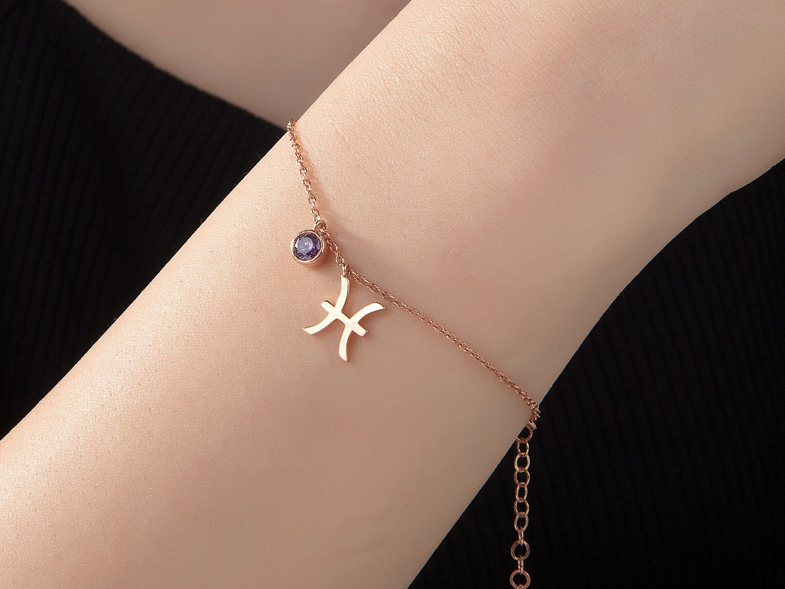 Silver Zodiac Sign Birthstone Bracelet, Gold Zodiac Birthstone Charm Bracelet, Personalized Gifts, Custom Made Jewelry, Gift For Mothers Day