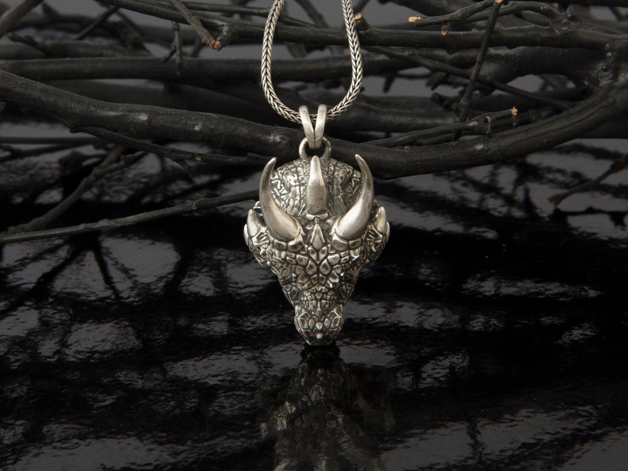 Unique Dragon Necklace, Solid Silver Dragon Pendant, Dragon Head Necklace, Jewelry For Man, Necklace For Mens, Unique Gift For Father's Day