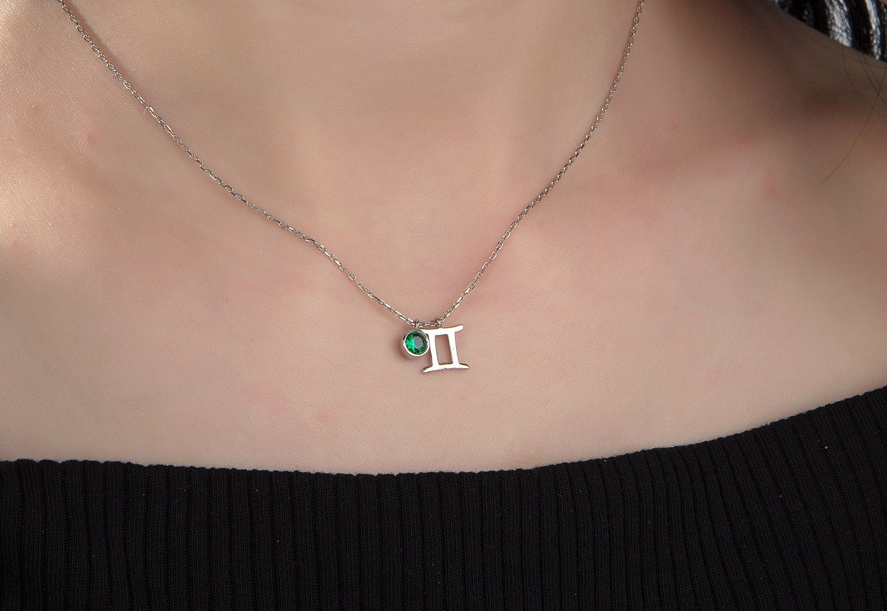 Silver Zodiac Charm Birthstone Necklace, 14K Gold Zodiac Pendant, Custom Made Birthday Gift, Zodiac Birthstone Jewelry, Gift For Mothers Day