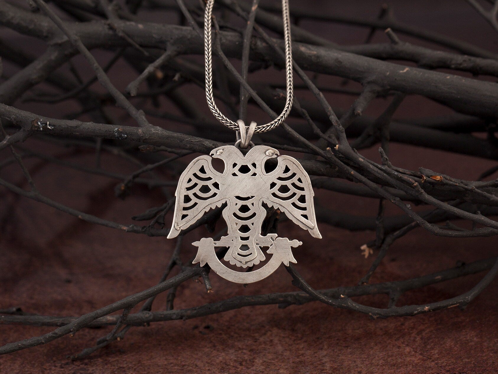 Silver Masonic Pendant, Masonic Jewelry, Freemason Necklace, Gift For Mason Mens, Double Headed Eagle Pendant, Unique Gift For Father's Day