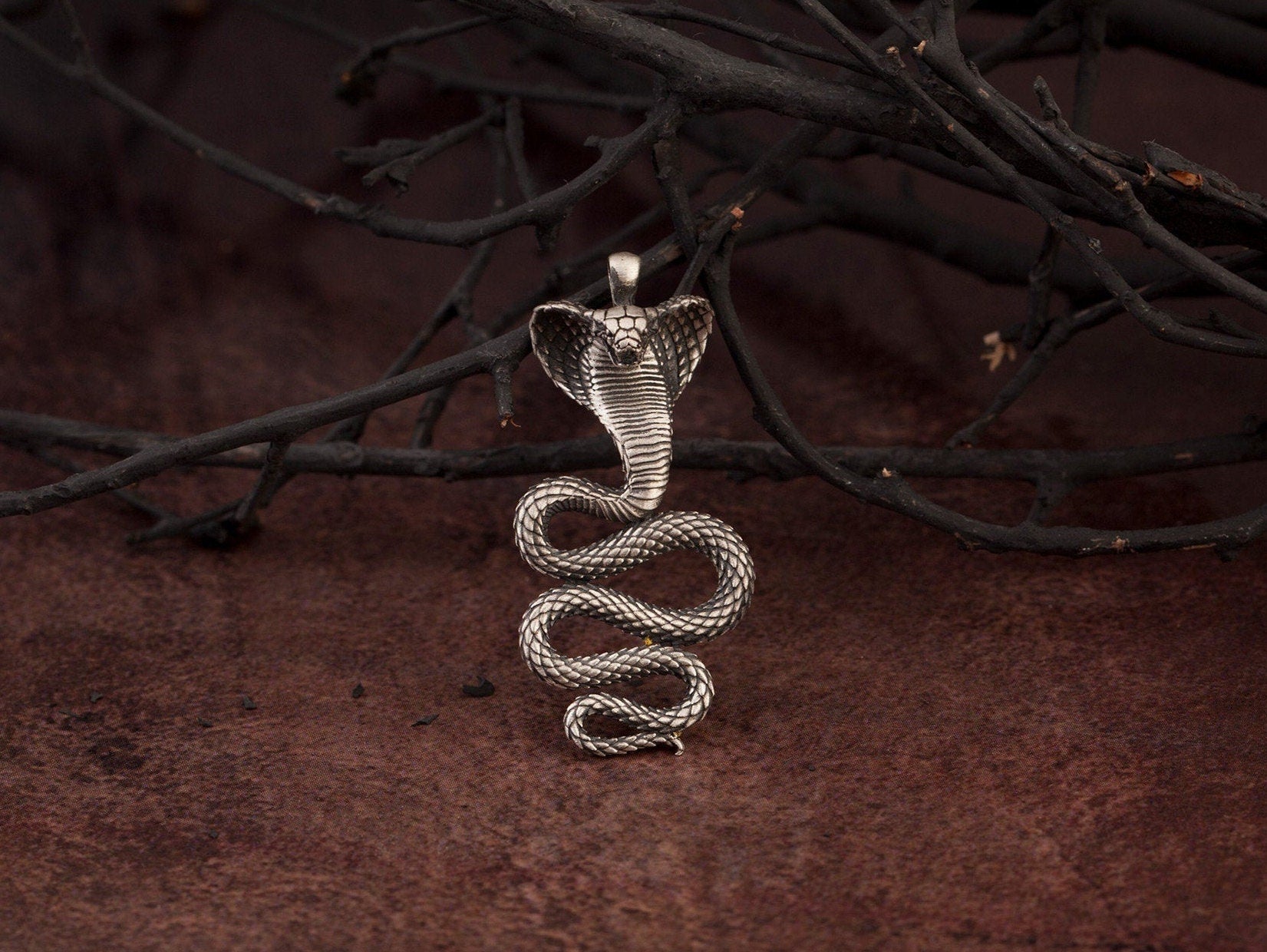 Silver Snake Necklace, Silver Men Jewelry, Unisex Silver Animal Necklace, Cobra Snake Pendant, Gift For Men's, Unique Gift For Father's Day