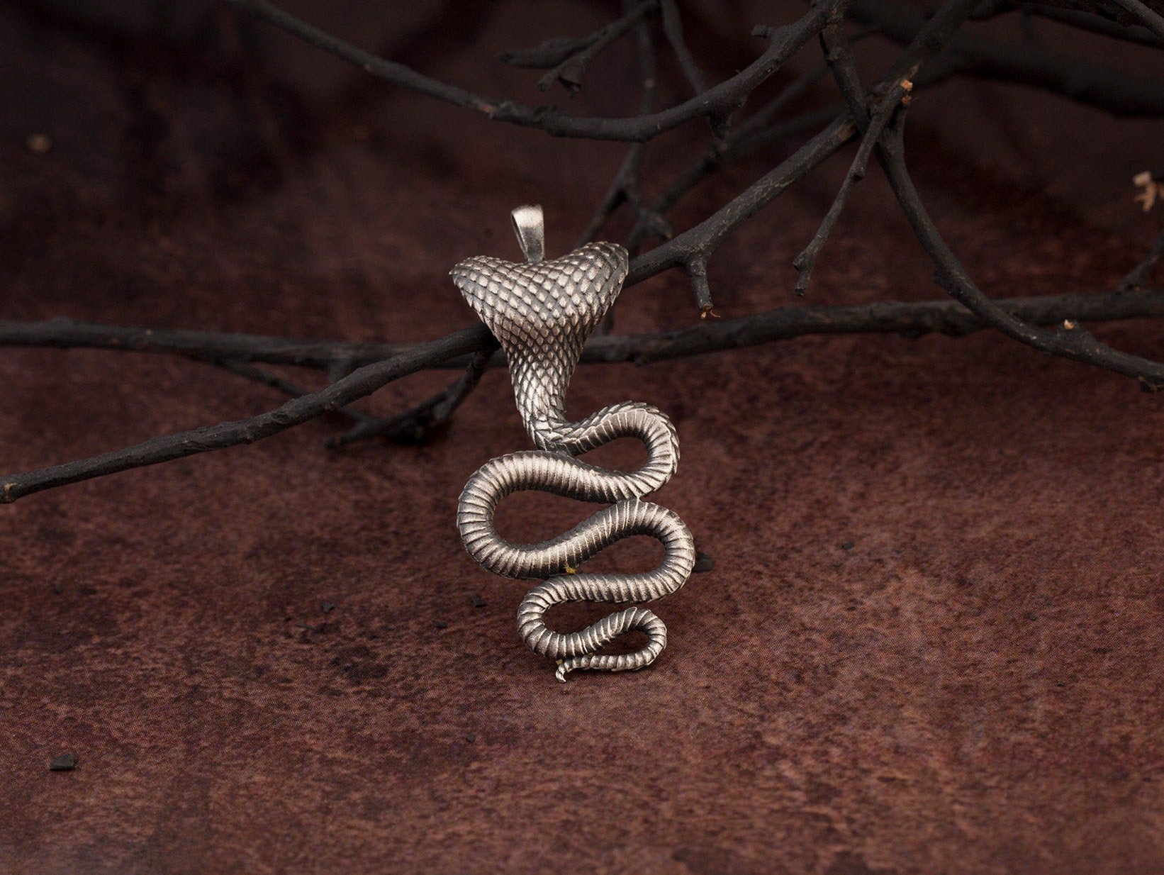 Silver Snake Necklace, Silver Men Jewelry, Unisex Silver Animal Necklace, Cobra Snake Pendant, Gift For Men's, Unique Gift For Father's Day