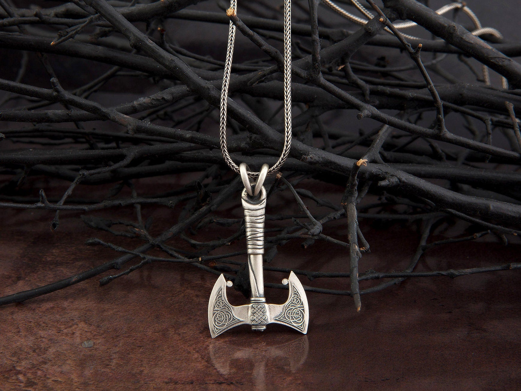 Silver Axe Necklace, Axe Pendants With Chain, Viking Axe Necklace, Kratos War Axe, Scandinavian Men Necklaces, Unique Gift For Father's Day