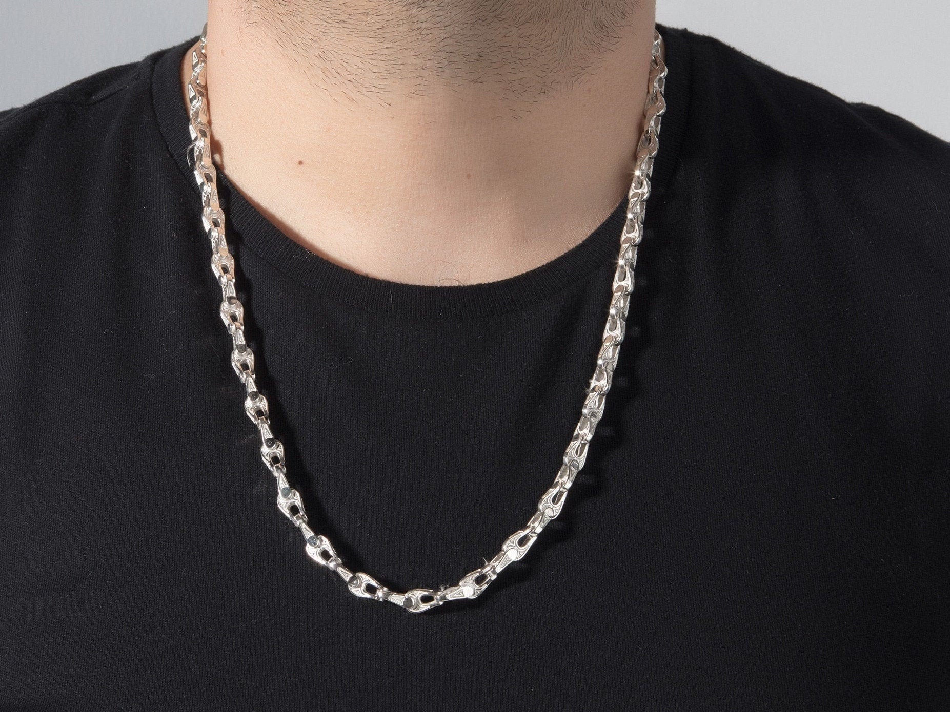 Sterling Silver Byzantine Chain, Chunky Chain Necklace, Gift For Men's, Silver Man Chains, Mariner Man Chains, Unique Gift For Father's Day