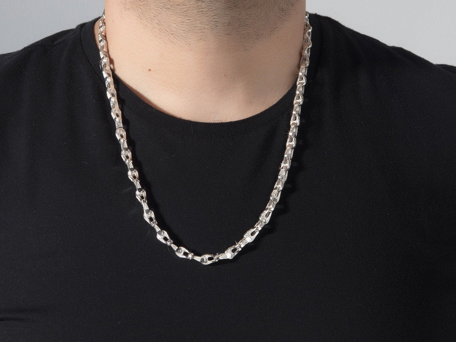 Sterling Silver Byzantine Chain, Chunky Chain Necklace, Gift For Men's, Silver Man Chains, Mariner Man Chains, Unique Gift For Father's Day