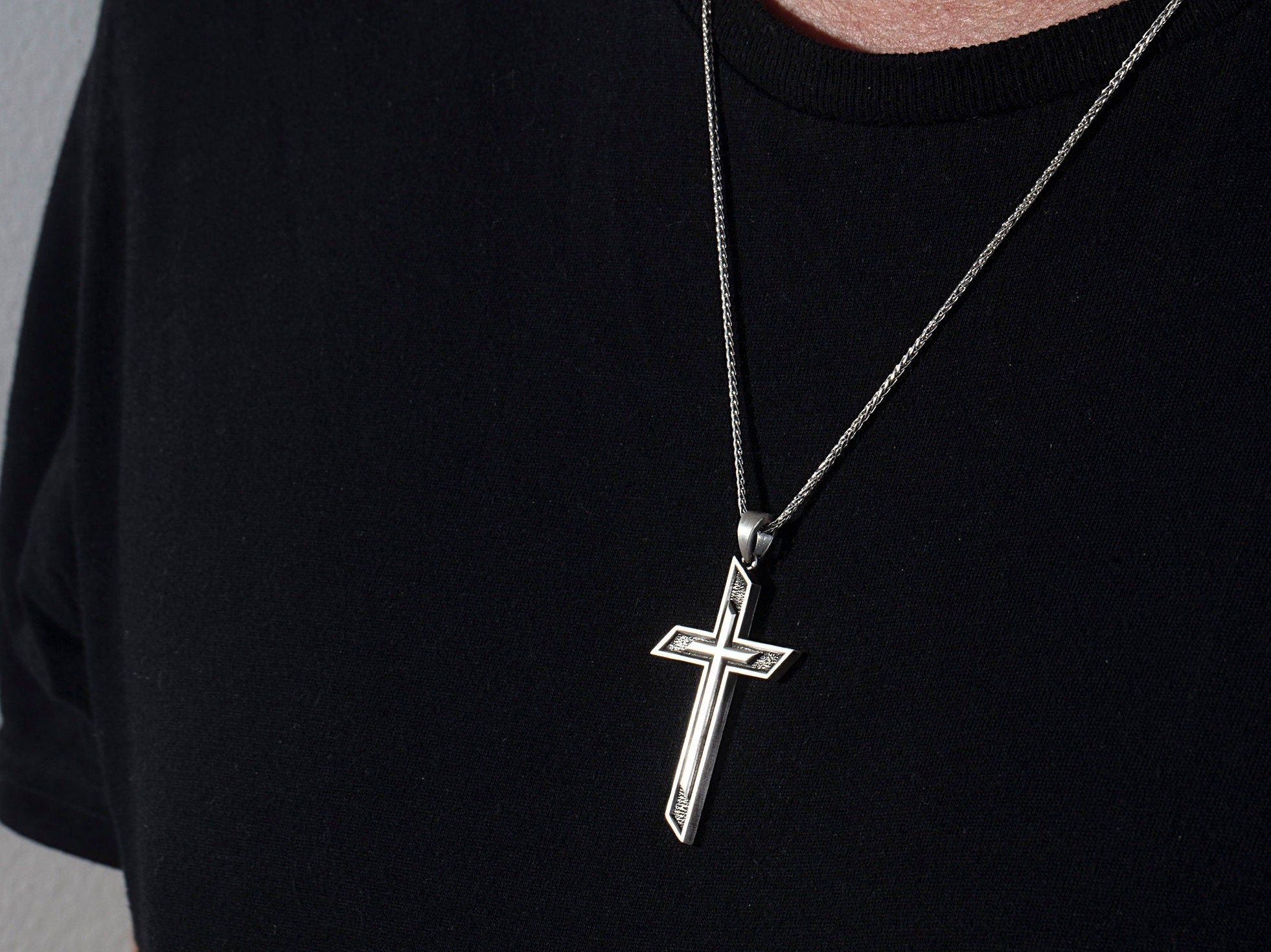 Sterling Silver Cross Necklaces For Men, Jesus Crucifix Pendants, Cross Necklaces For Women, Religious Jewelry, Unique Gift For Father's Day