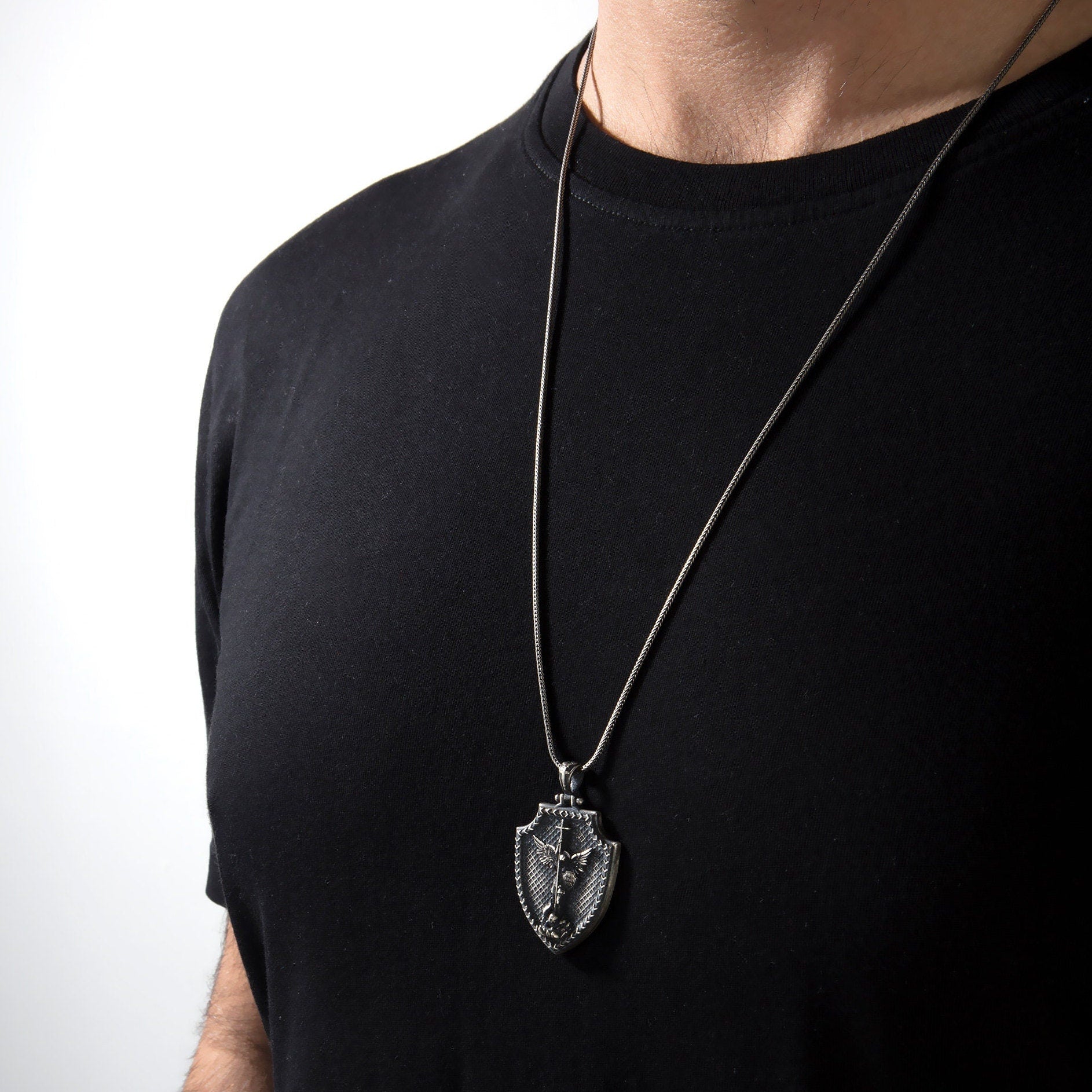 Silver Saint Michael Necklace, Archangel Michael Protects Us Necklace, Unisex Religious Jewelry, Birthday Gifts,