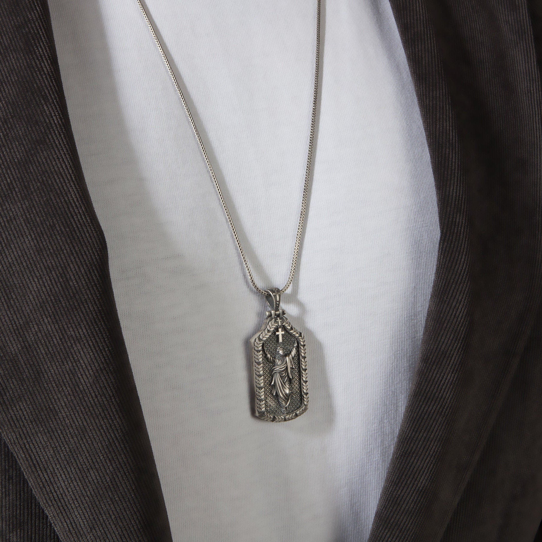 Solid Silver Cross Ascension Jesus Pendant, Cross Pendant, Gift For Father, Religious Gift, Crucifix Necklace, Unique Gift For Father's Day
