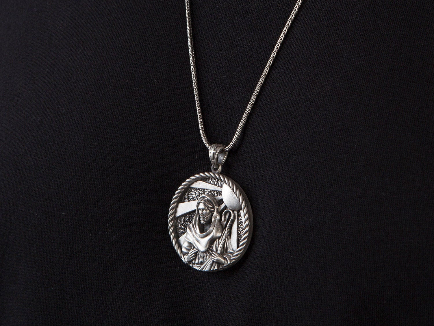 Solid Silver Jesus Men Pendant, Gift For Men's, Jesus Christ Necklace, Religious Jewelry, Catholic Necklace, Unique Gift For Father's Day