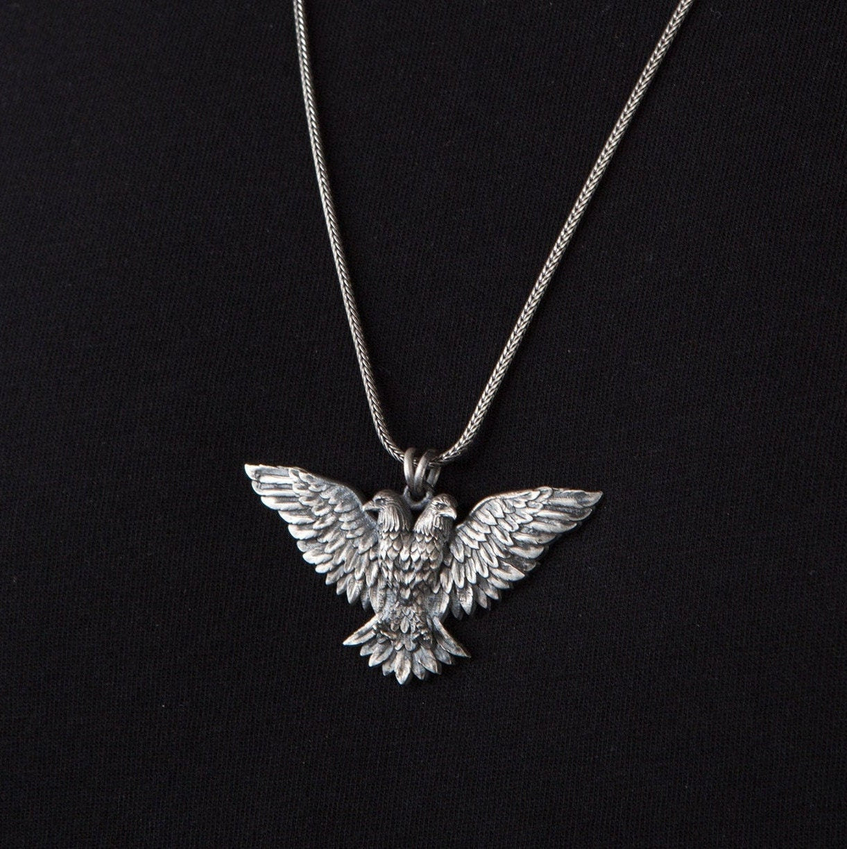 Sterling Silver Eagle Pendant, Jewelry For Man, Gift For Father's, Double Headed Eagle, Winged Eagle Necklace, Unique Gift For Father's Day