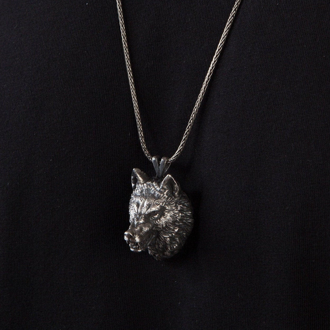 Wild Wolf Necklaces, Animal Necklace For Mens, Solid Silver Wolf Head Pendant, Gift For Fathers, Gift For Men, Unique Gift For Father's Day