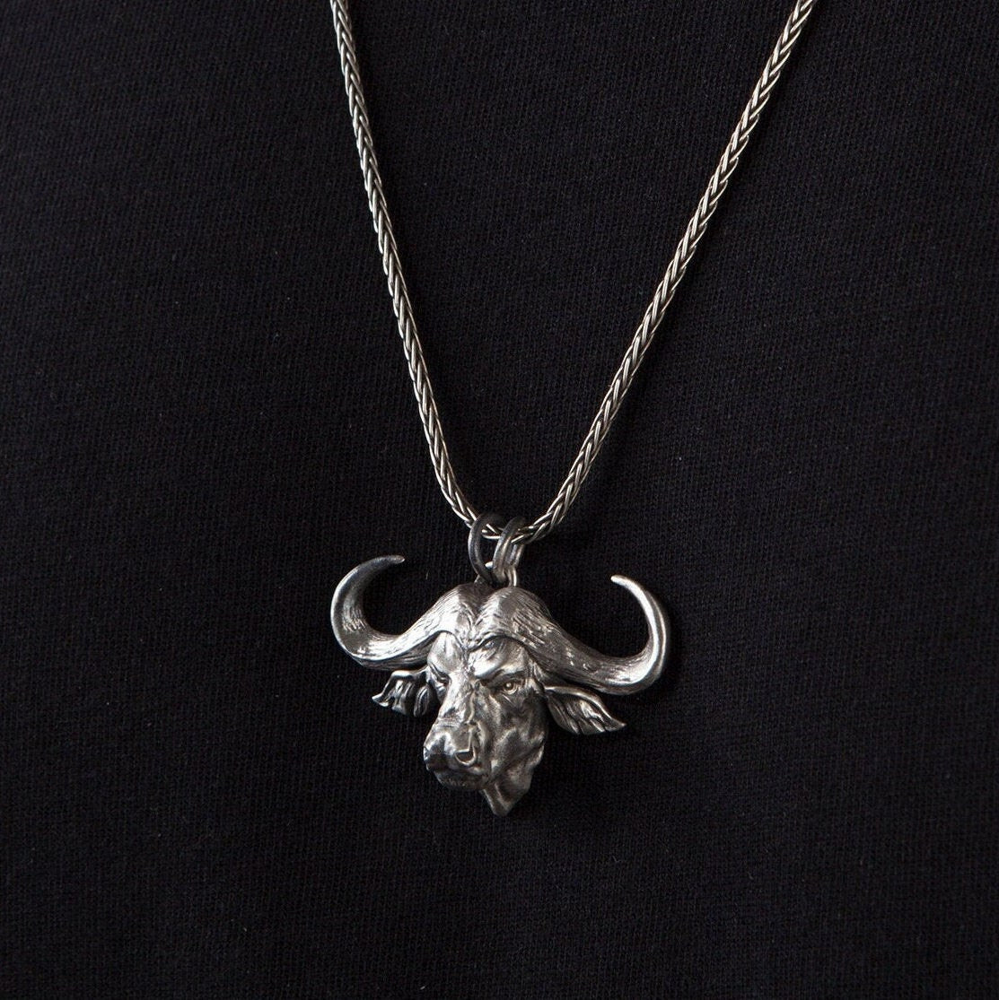 Solid Silver Buffalo Man Pendants, American Buffalo Necklace, Oxidized Buffalo Head Pendant, Gift For Fathers, Unique Gift For Father's Day