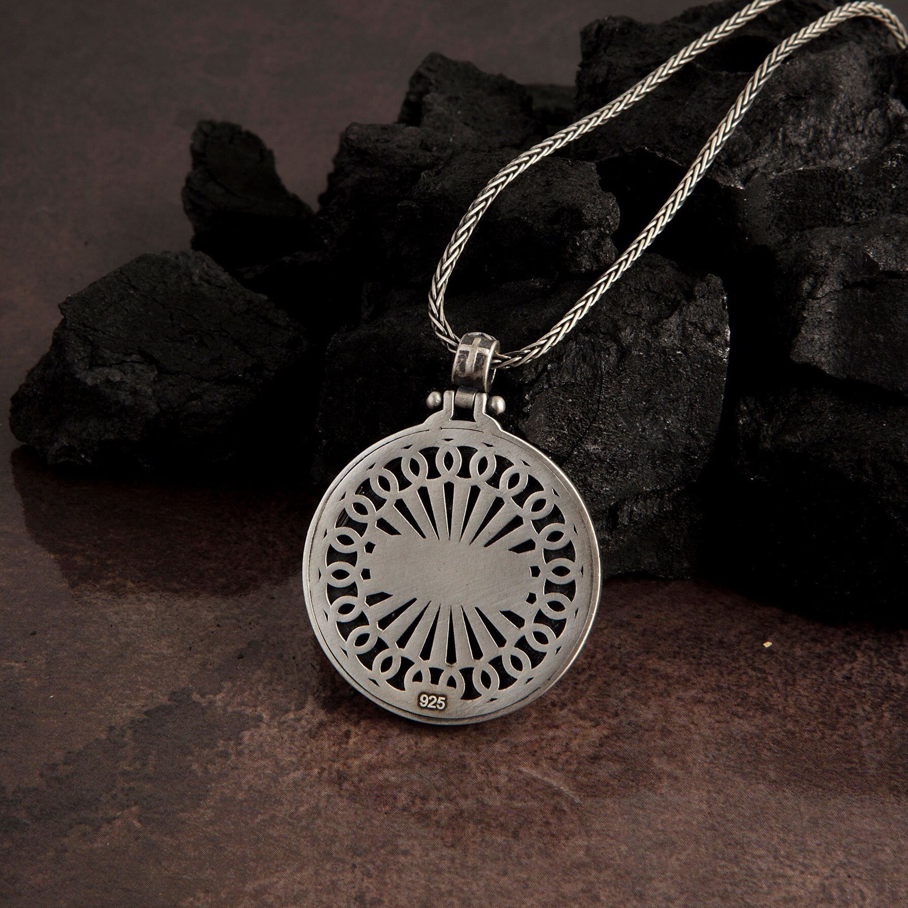 Solid Silver Medusa Necklace, Greek Mythology Man Necklaces, Ancient Medusa Head Medallion, Gift For Fathers, Unique Gift For Father's Day