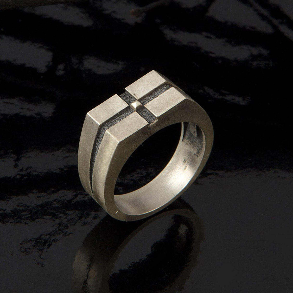 Wedding Men Rings, Solid Silver Modern Man Ring, Signet Ring For Mens, Gift For Fathers, Engagement Men Rings, Unique Gift For Father's Day
