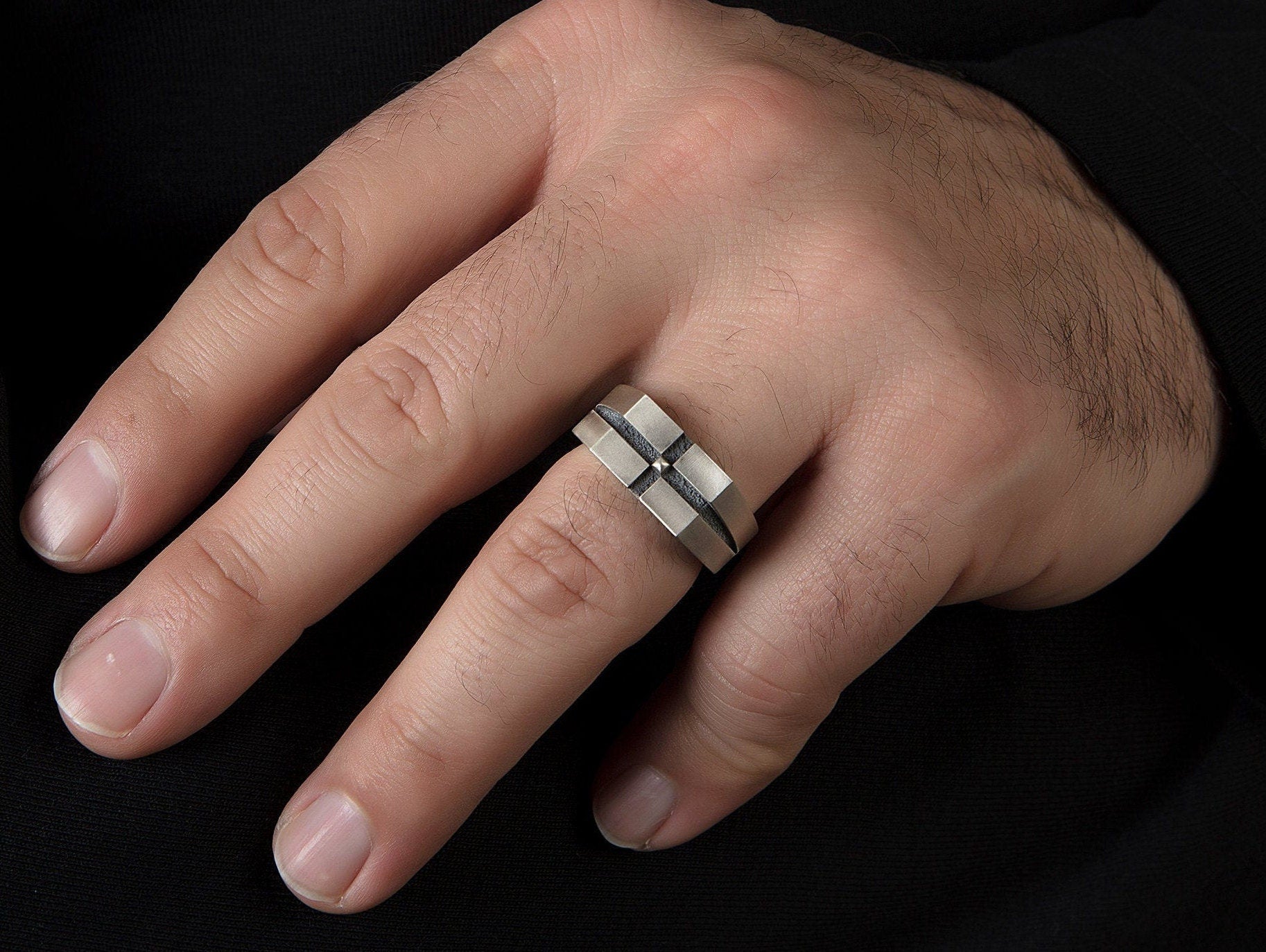 Wedding Men Rings, Solid Silver Modern Man Ring, Signet Ring For Mens, Gift For Fathers, Engagement Men Rings, Unique Gift For Father's Day