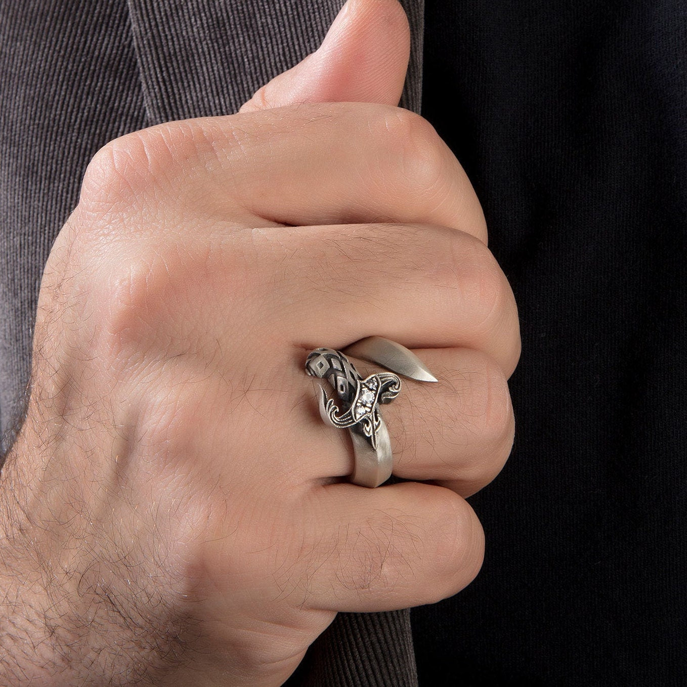 Solid Silver Sword Ring, Gift For Mens, Warrior Sword Man Rings, Handmade Unique Jewelry, Gift For Boyfriends, Unique Gift For Father's Day