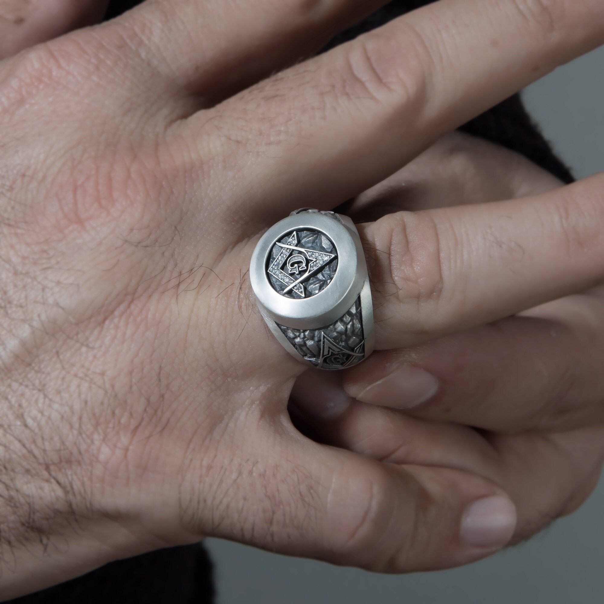 Solid Silver Masonic Rings, Signet Ring For Men, Freemason Rings, Master Mason Rings, Masonic Men's Gift Ring, Unique Gift For Father's Day