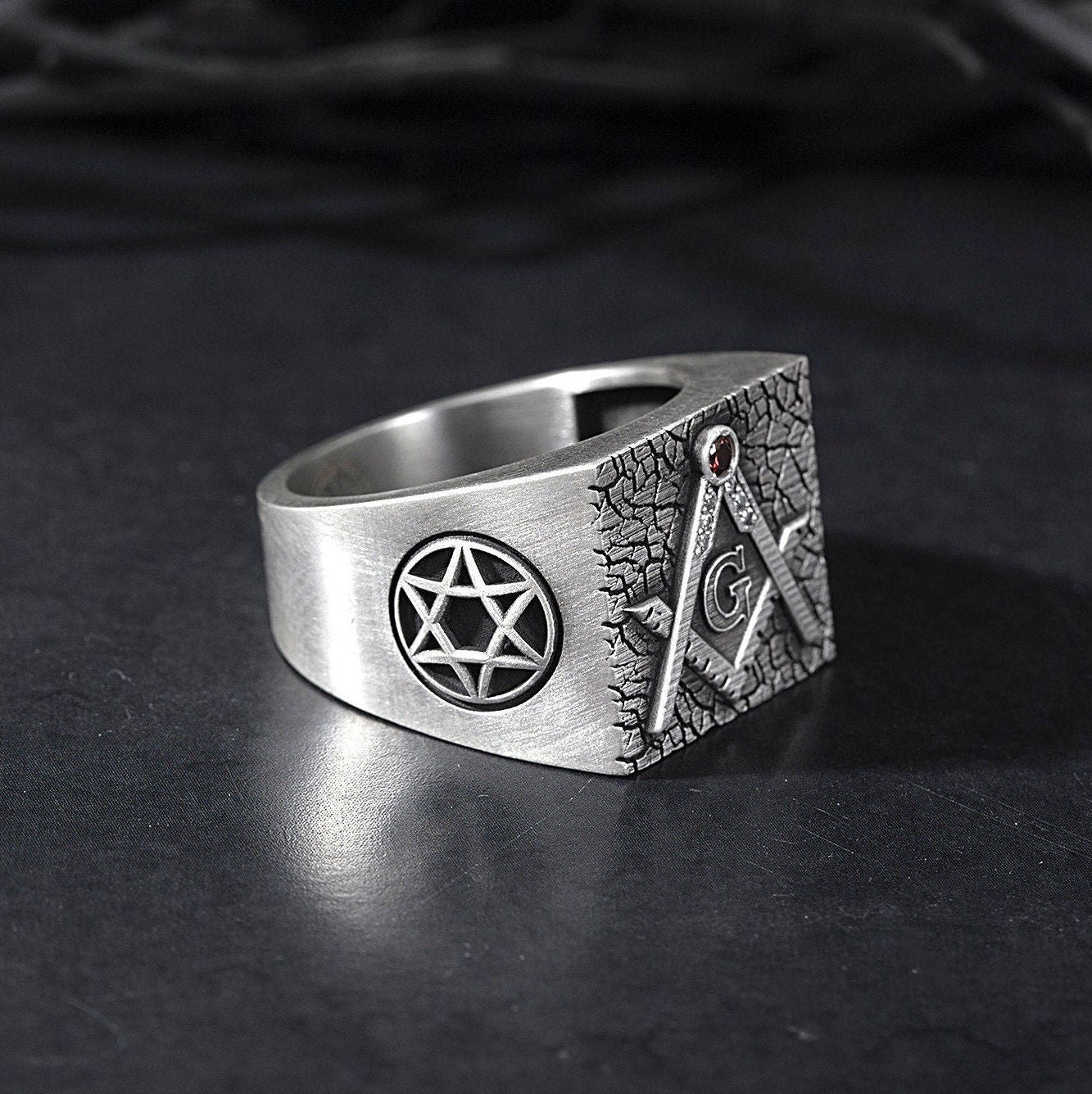 Sterling Silver Mason Rings, Unique Masonic Jewelry, Square Master Mason Ring, Freemason Signet Ring For Mens, Unique Gift For Father's Day