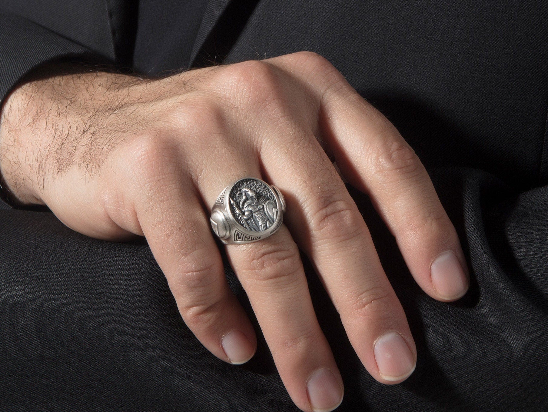 Sterling Silver Spartan Rings, Spartan Shield Ring, Leonidas Ring, Men's Greek Warrior Jewelry, Gift For Dads, Unique Gift For Father's Day