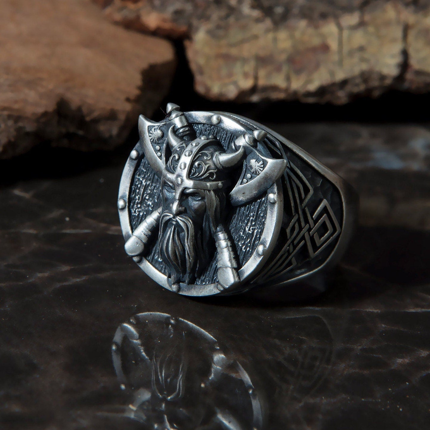 Viking Warrior God Odin Ring, Sterling Silver Nordic Odin Ring, Viking Men Gift, Scandinavian Warrior Jewelry, Unique Gift For Father's Day