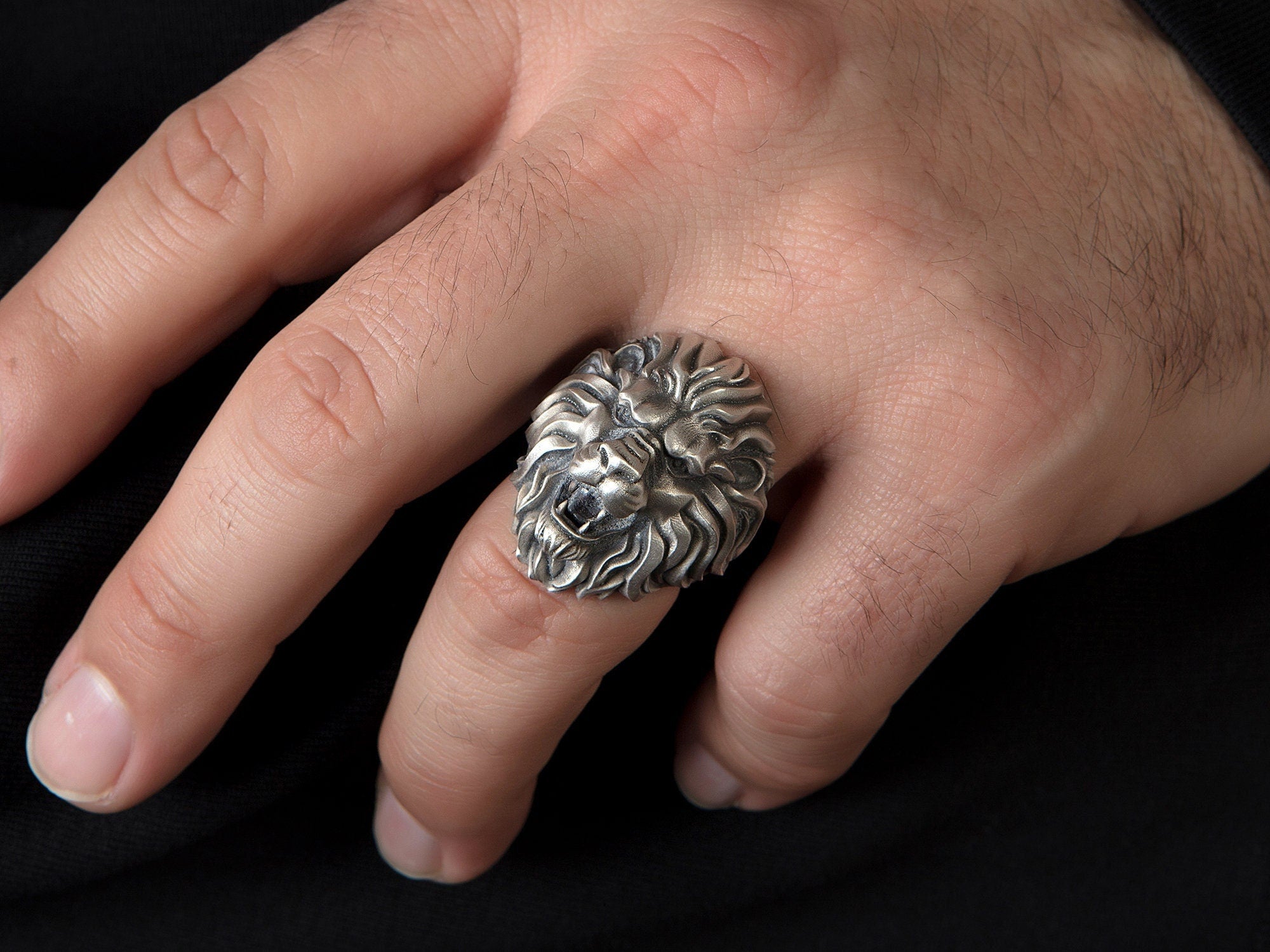Silver Lion Men Ring, African Lion Ring, Statement Rings, Animal Signet Rings, Gift For Men, Gift for Fathers, Unique Gift For Father's Day