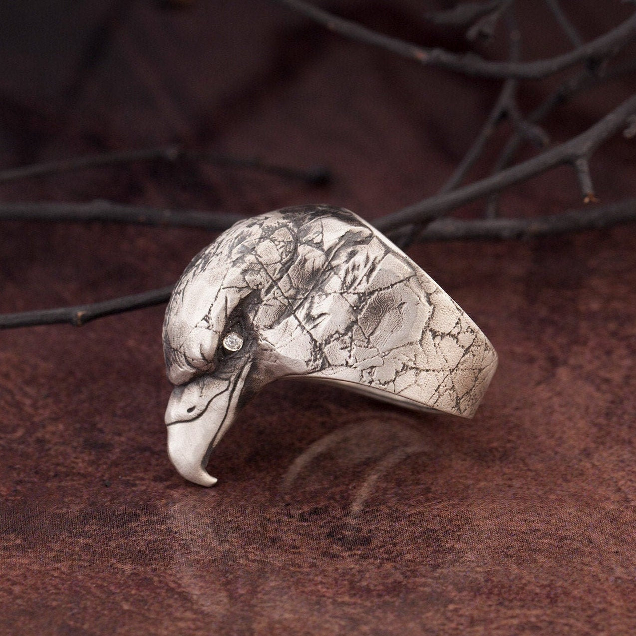 Wild Eagle Men Ring, American Eagle Ring, Solid Silver Eagle Head Ring, Gift For Boyfriends, Gift For Husband, Unique Gift For Father's Day