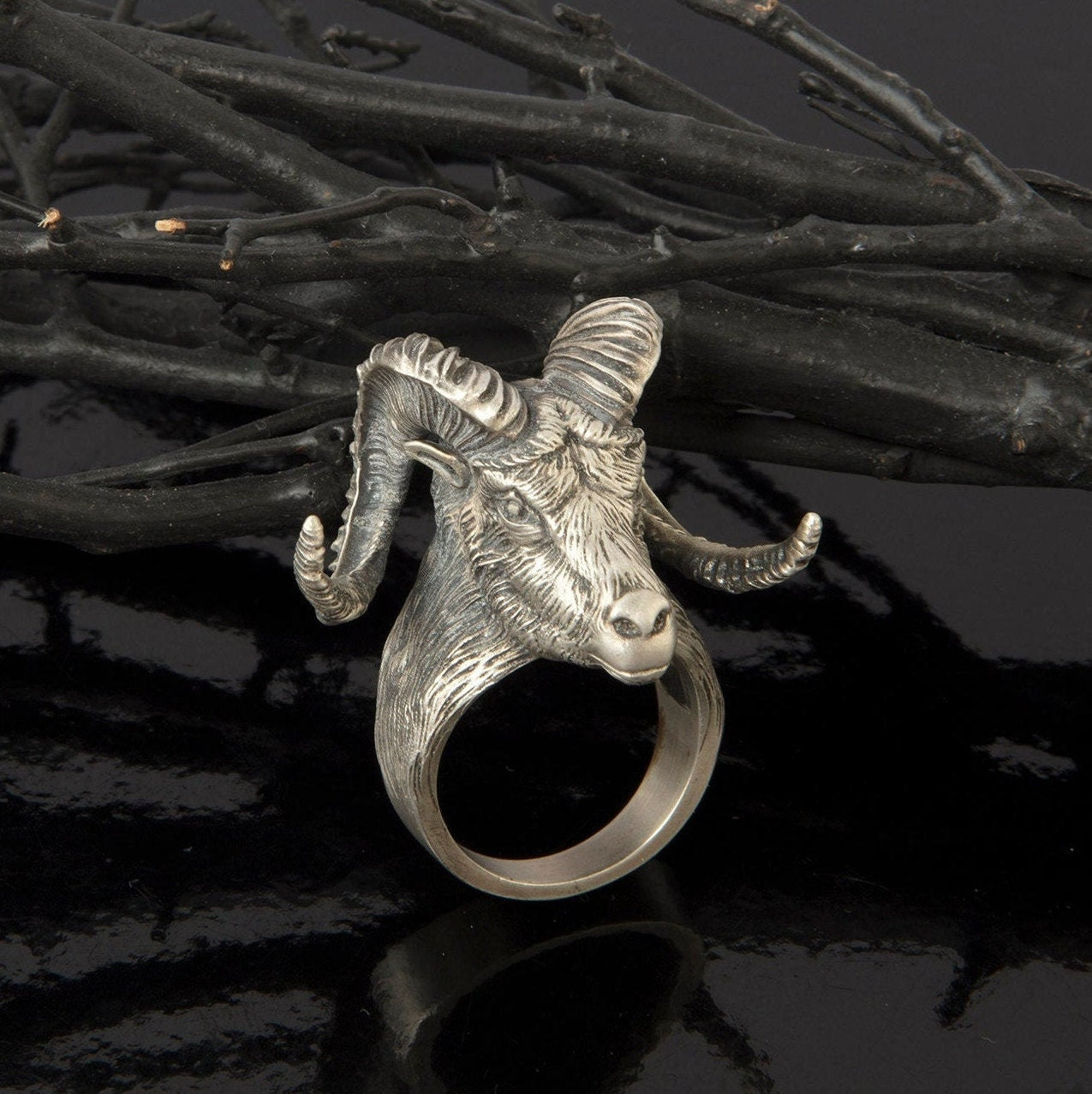 Silver Ram Ring, American Ram Ring, Animal Statement Rings, Gift For Men, Signet Ring For Man, Aries Ram Ring, Unique Gift For Father's Day
