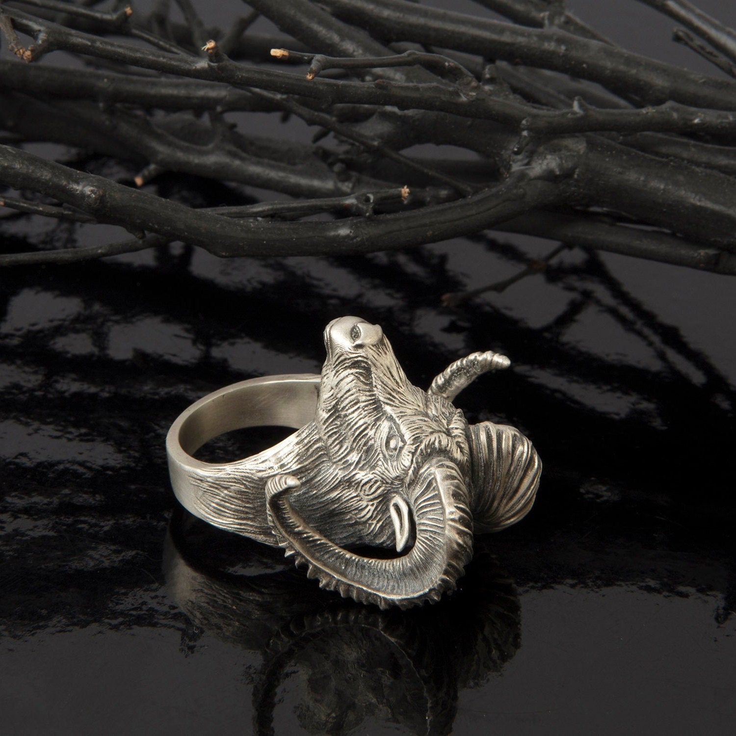 Silver Ram Ring, American Ram Ring, Animal Statement Rings, Gift For Men, Signet Ring For Man, Aries Ram Ring, Unique Gift For Father's Day